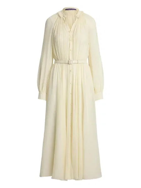 Sukienka midi Ralph Lauren Collection plisowana do kolan garniturowa biała