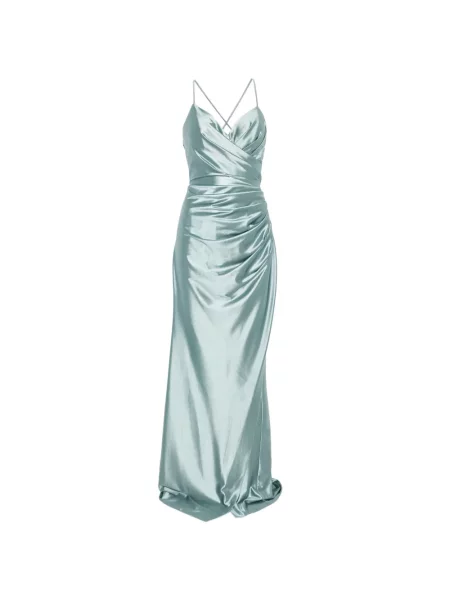 Rochie maxi Forever Unique cu șireturi cu volane din dantelă verde