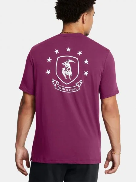 Pánske tričko Under Armour UA Project Rock Badge Of Honor fialové