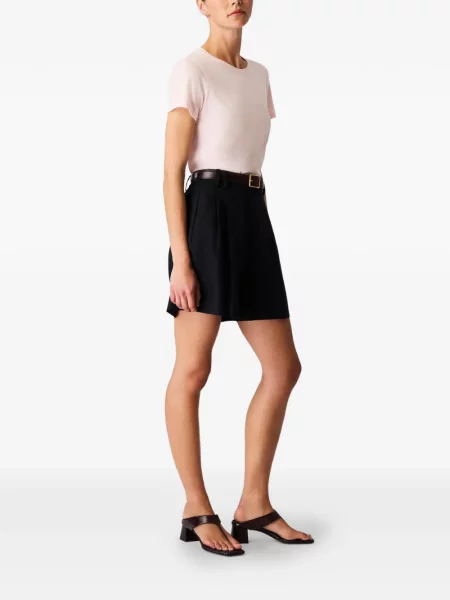 Tricou Another Tomorrow cu decolteu rotund roz