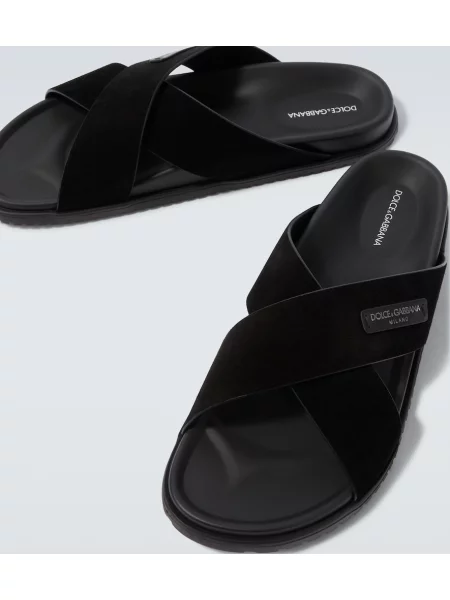 Semišové sandále Dolce&gabbana s autogramom čierna
