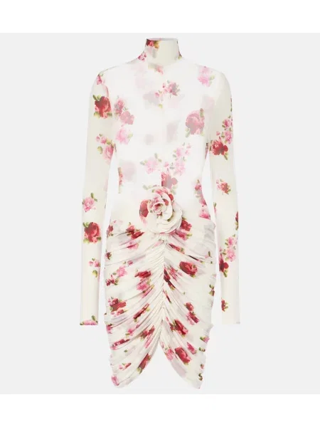 Przezroczysta sukienka midi Magda Butrym w kwiatki z dżerseju biała