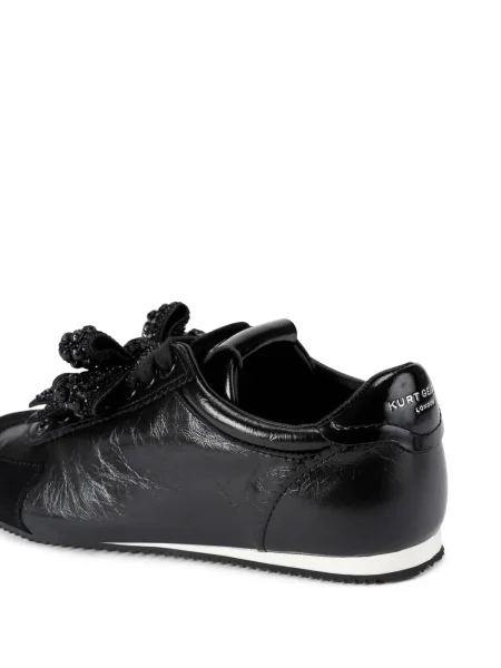 Кожени маратонки Kurt Geiger London с панделка черно