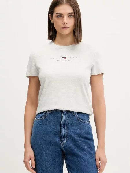 Tommy Jeans majica ženska s pamukom siva