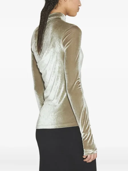 Top Helmut Lang de catifea drapat verde