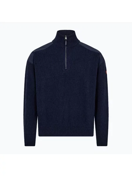Pulover pentru bărbați Dovre Ribbed Knit Half Zip navy marină