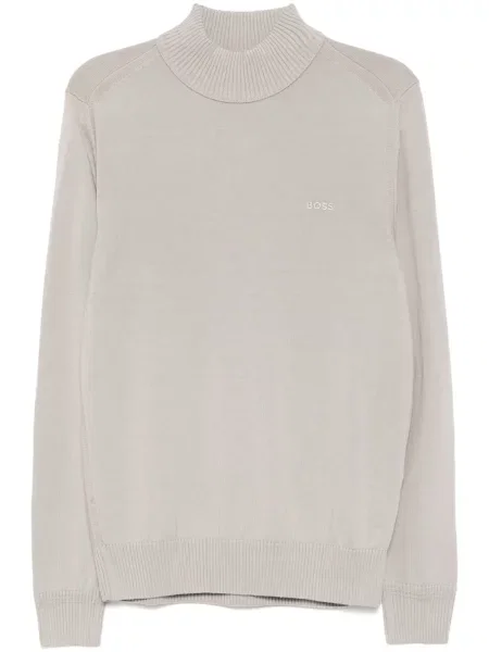 Haftowany sweter Boss szary