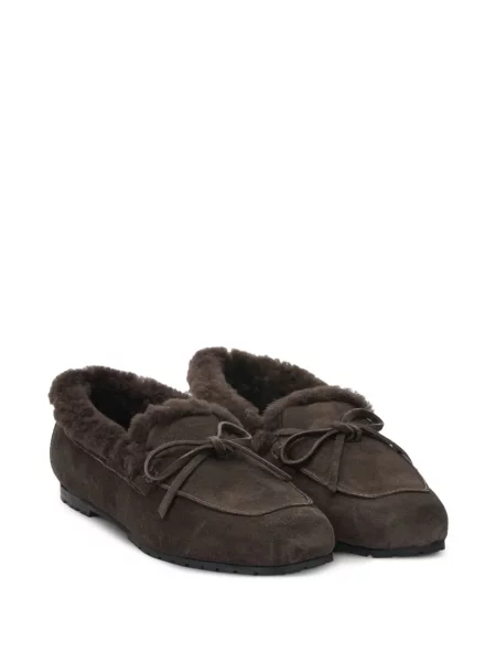 Pantofi loafer Aeyde din piele de căprioară maro