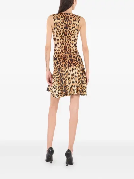 Rochie Roberto Cavalli cu imagine cu model leopard maro