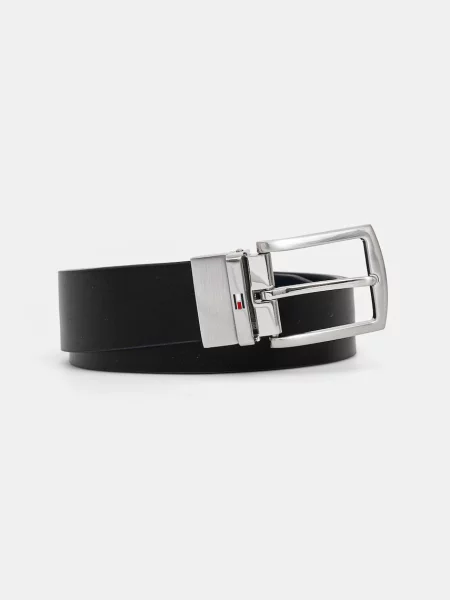 Tommy Hilfiger Usnjen dvostranski pas modra