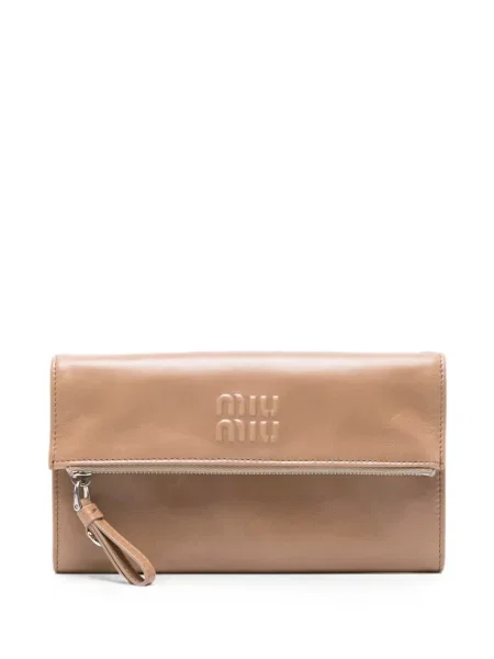 Body Miu Miu din piele cu autograf maro