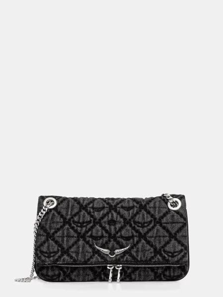 ZADIG&VOLTAIRE geantă ROCK II DENIM MONOGRAM negru