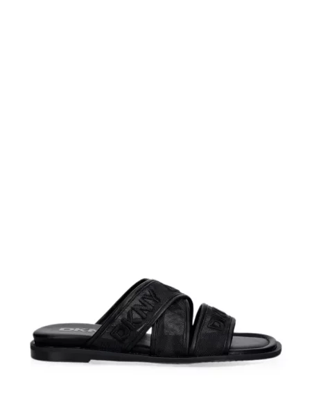 Sandale Dkny cu broderie fără toc cu bretele negru