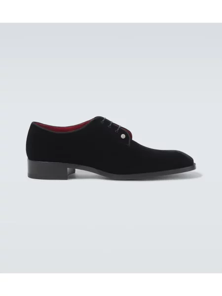 Pantofi derby Christian Louboutin de catifea negru