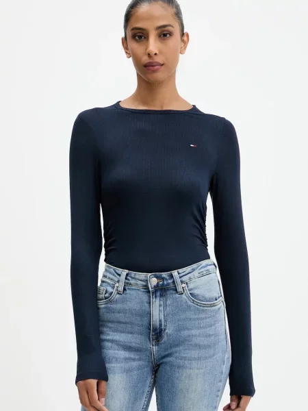 Блуза с дълги ръкави Tommy Jeans тъмносиньо