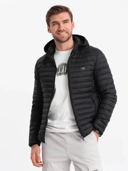 Geacă bomber Ombre din satin negru