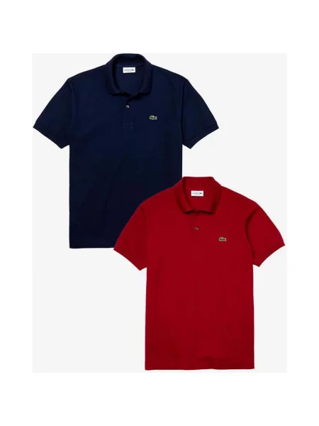 Polo Lacoste Classic Fit krótki rękaw granatowy 2 sztuki XS czerwony