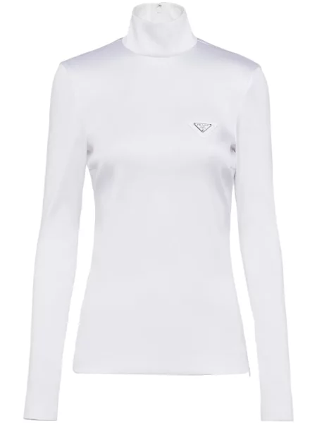 Top Prada din satin cu autograf alb