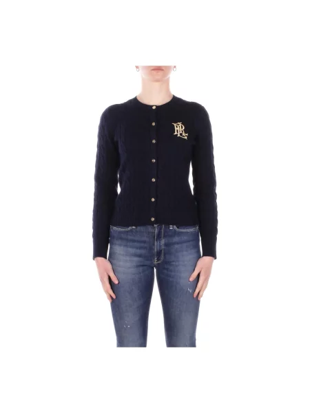 Lauren Ralph Lauren Kardigan Kobiety niebieski jednolity L granatowy