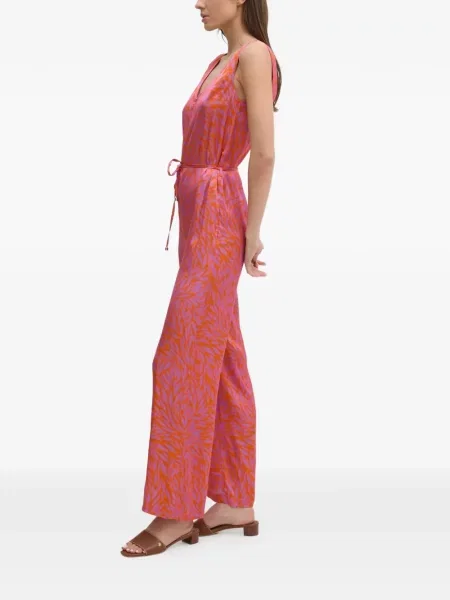 Kombinezon La Petite Française s cvjetnim printom s printom s V-izrezom ružičasta