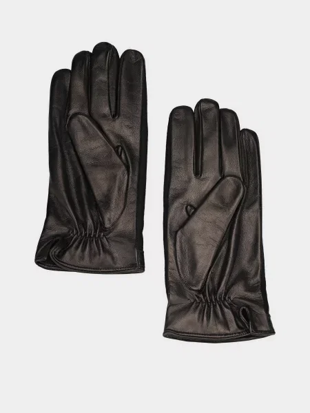 Кожаные перчатки Emporio Armani черные
