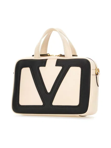 Lniana torebka crossbody Valentino Garavani beżowa