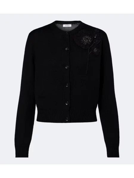 Cardigan Erdem de lână cu mărgele negru