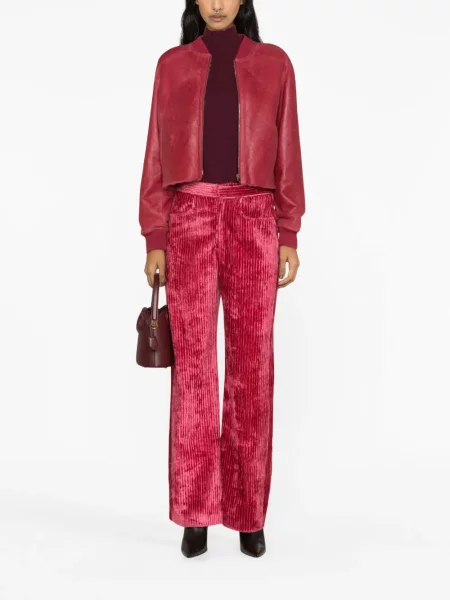Juosmuo kelnės Isabel Marant kordinis velvetas rožinė