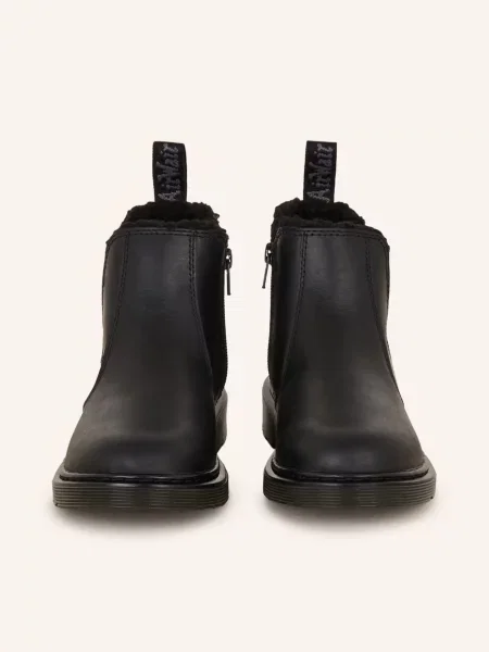 Dr. Martens Botki Chelsea Leonore Ze Sztucznym Futrem schwarz czarne