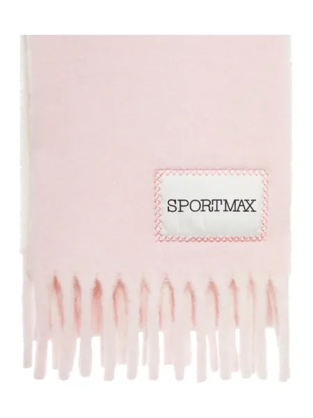 Fular Sportmax cu franjuri din lână alpaca roz