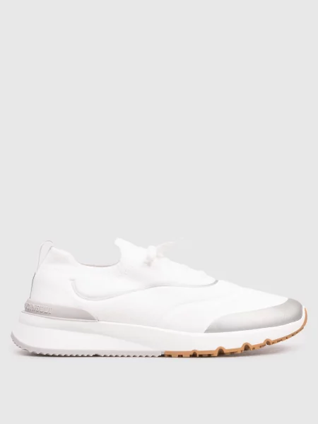 Кросівки з фактурним логотипом Brunello Cucinelli білі