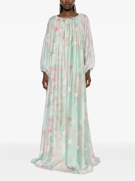 Rochie maxi Bernadette cu model floral cu imagine verde
