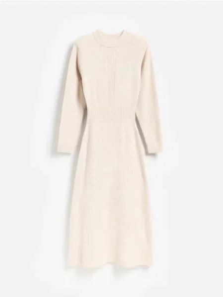 Reserved Rochie midi cu amestec de lână nude