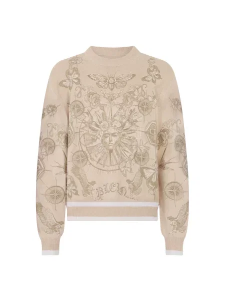 Sweter Philipp Plein z okrągłym dekoltem beżowy