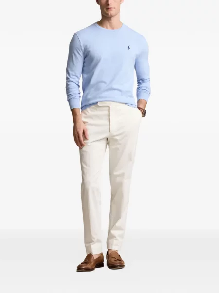 Matlasat tricou polo Polo Ralph Lauren cu decolteu rotund cu autograf roșu