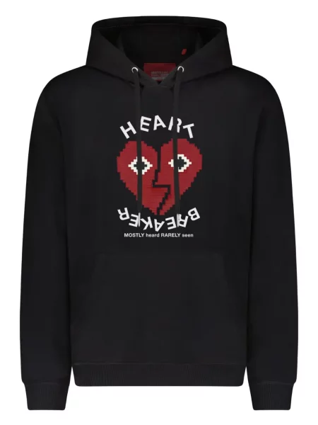 Hanorac cu glugă Mostly Heard Rarely Seen 8-bit cu motiv cu inimi negru