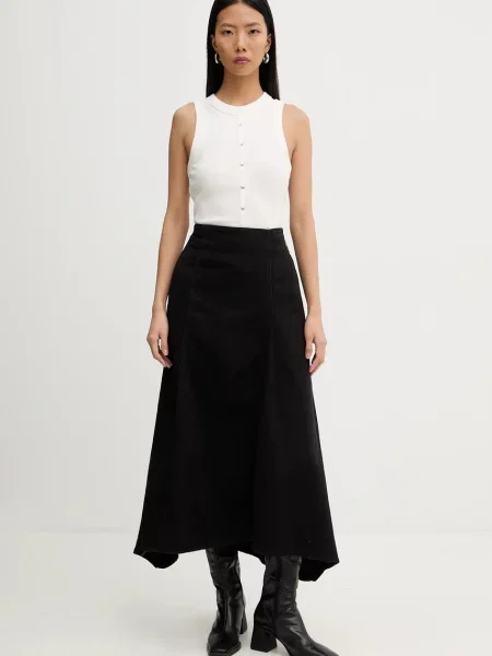 G-Star spódnica jeansowa maxi rozkloszowana czarny