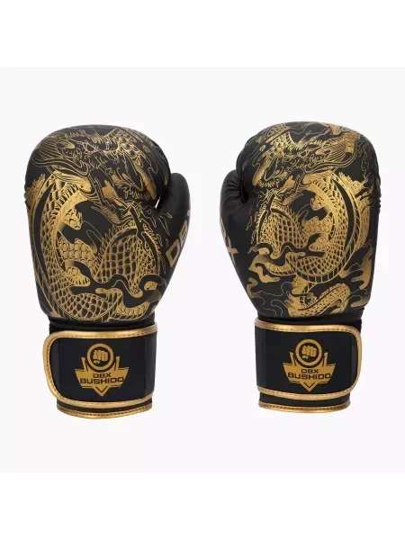 Rękawice bokserskie DBX BUSHIDO "Gold Dragon" złote/czarne czarne