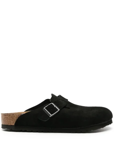 Papuci de casă Birkenstock din piele de căprioară negru