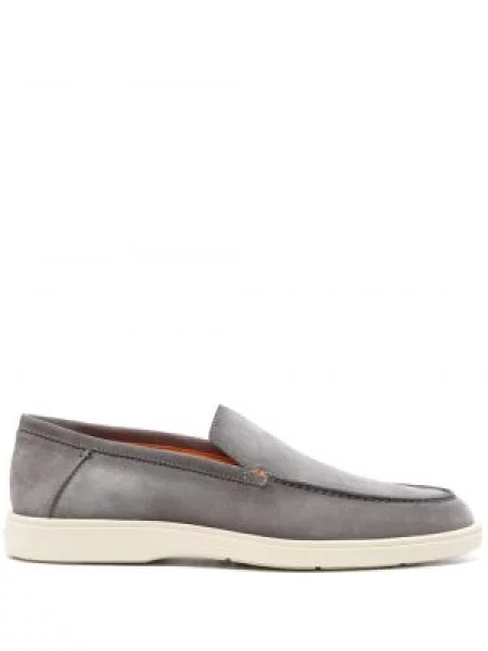 Pantofi loafer Santoni din piele de căprioară cu gradient gri