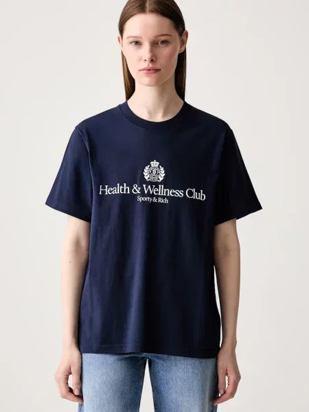 T-shirt Sporty & Rich H&W Crest Tshirt UNISEX Dark Navy L granatowa