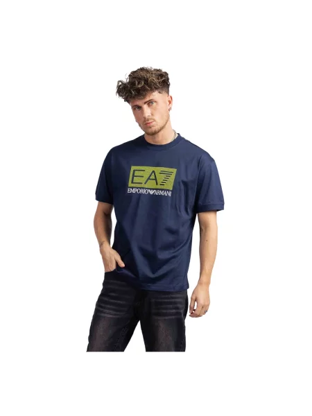Koszulka Emporio Armani z logo niebieska