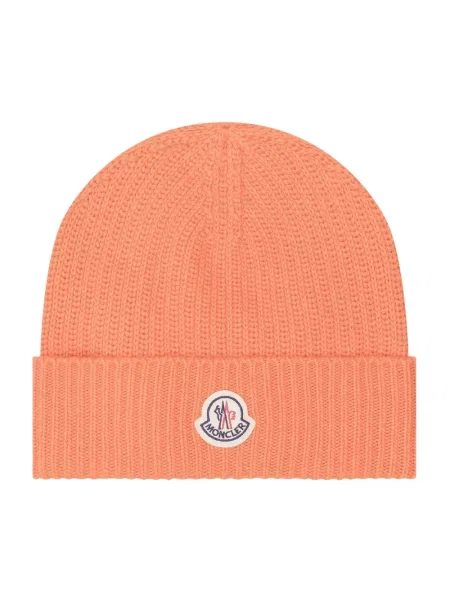 Czapka Moncler wełniana pomarańczowa