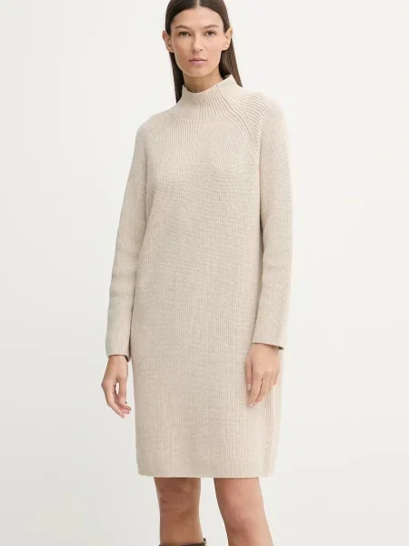 Marc O'Polo sukienka z dodatkiem wełny mini prosta beżowy