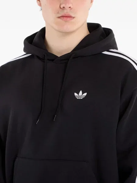 Lung hanorac Adidas cu dungi cu imagine negru