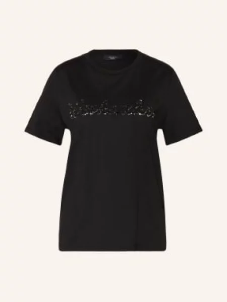 Weekend Max Mara T-Shirt Vello Z Cekinami schwarz czarna