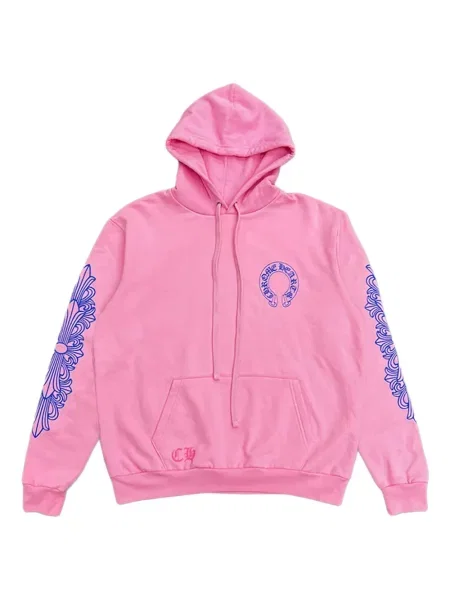 Hanorac cu glugă Chrome Hearts cu imagine cu motiv cu inimi roz