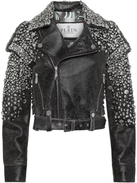 Geanta de piele Philipp Plein negru