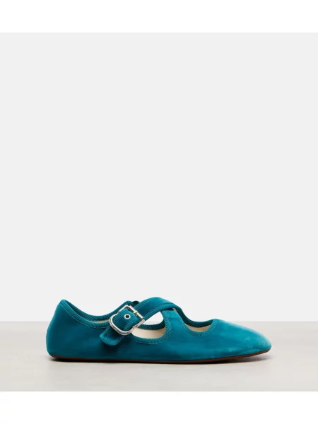 Balerini Alaïa de catifea albastru