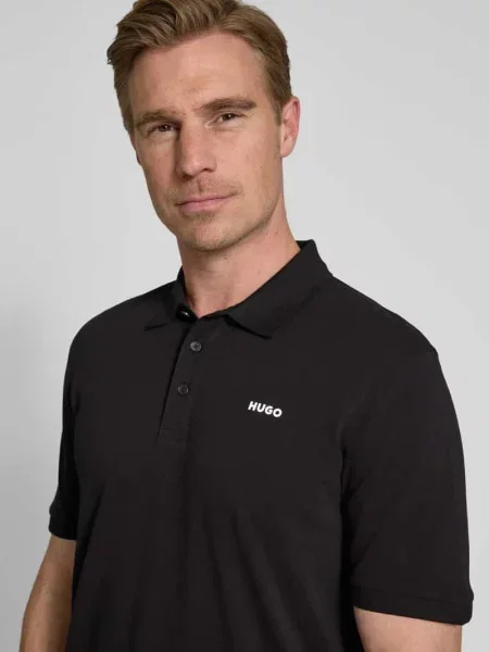 Koszulka polo z nadrukiem z logo model ‘Donos’ Hugo czarne